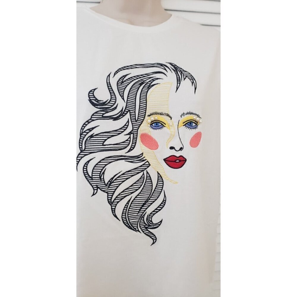 NEW ONTWELFTH EMBROIDERED PEARL BEADED WOMEN'S FACE TOP SZ MEDIUM - Picture 3 of 7